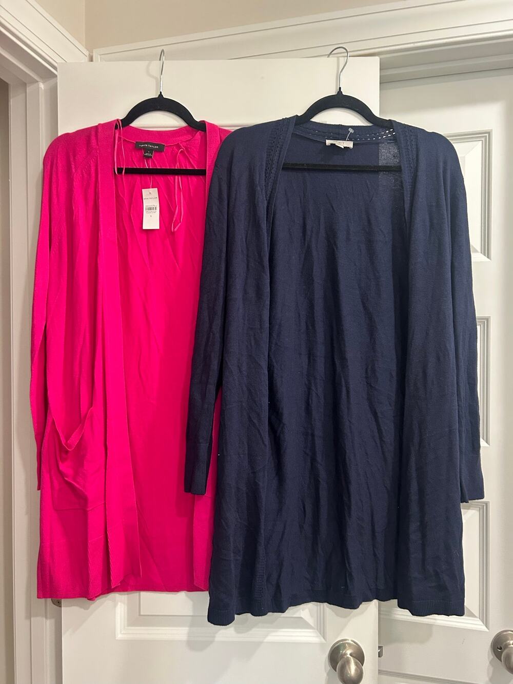 Ann Taylor & LOFT Cardigan Bundle Size Small Pink Navy Long Open Front Sweaters